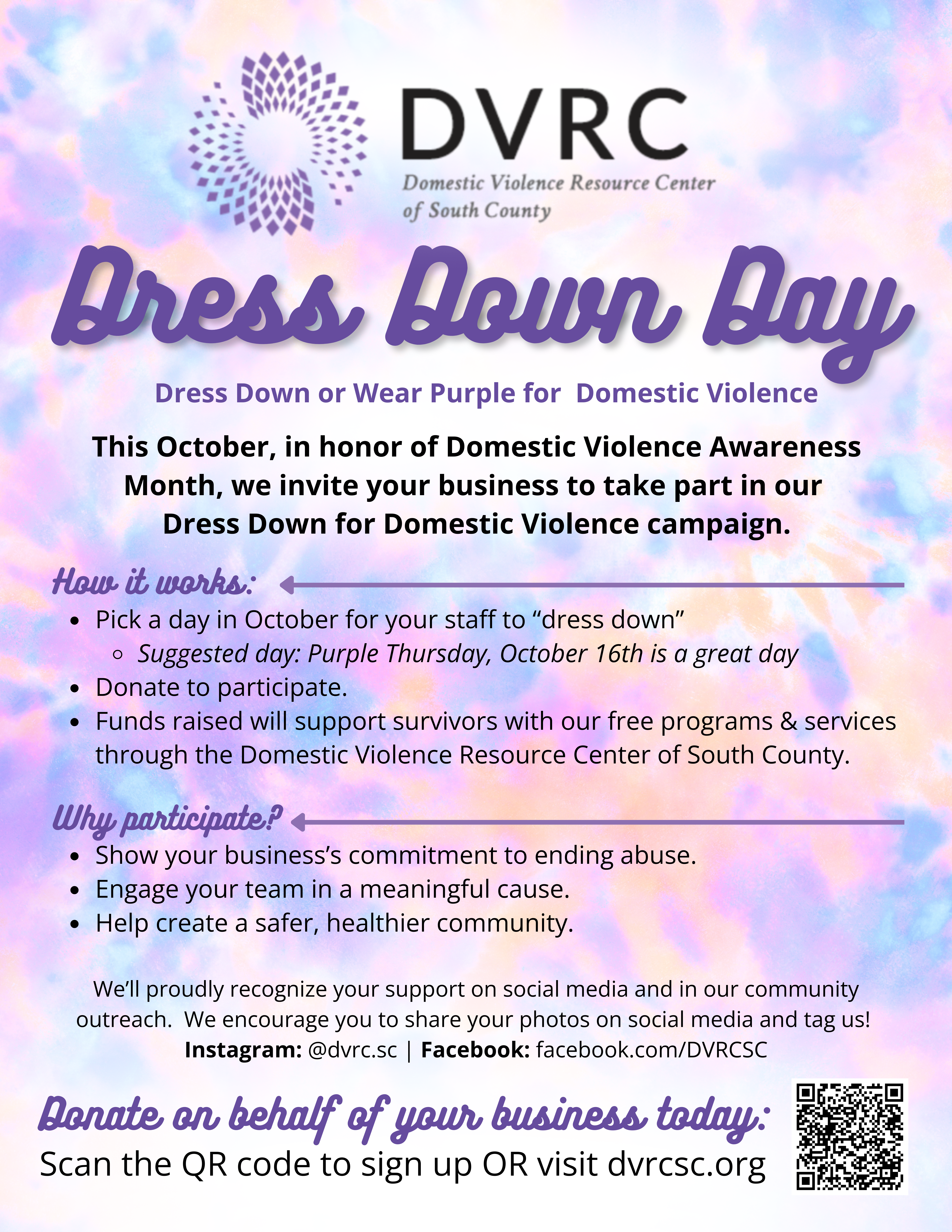 2025 DVAM Dress Down Day Flyer